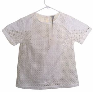 Women's Short Sleeve Eyelet Top White NWT